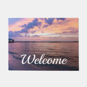 Felpudo Bienvenida a Navarre Beach Magic Hour Purple Sunse