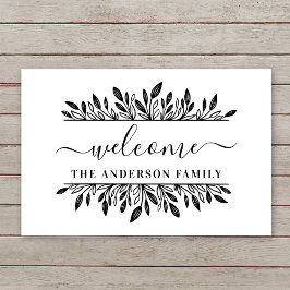 Felpudo Bienvenida a nombre de familia personal botánico r