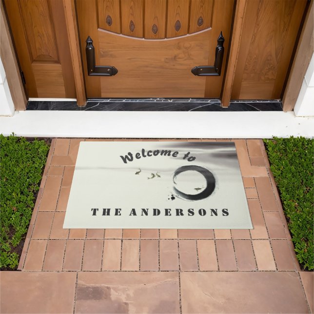 Felpudo Bienvenida a Personalizado de pintura de pincel de (Exterior)