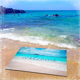Felpudo Bienvenida a una moderna y elegante playa tropical