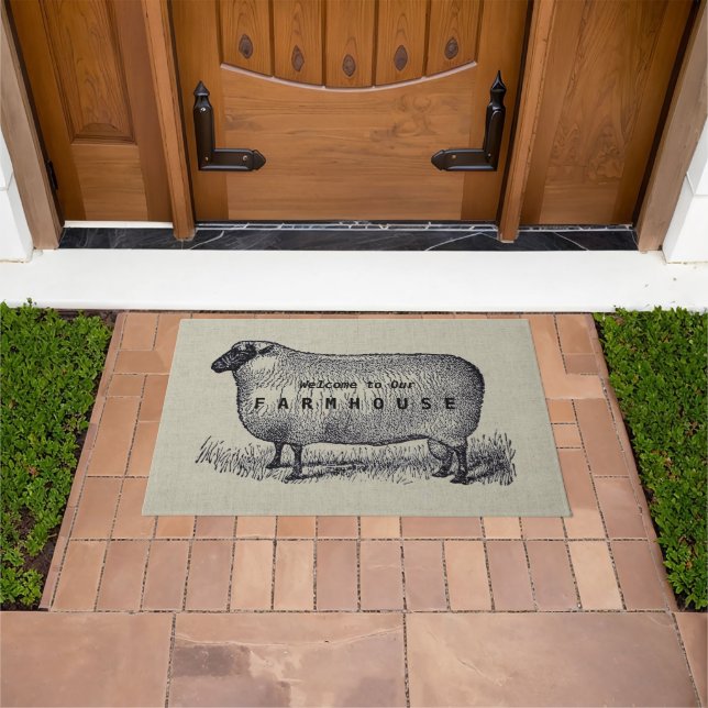 Felpudo Bienvenida al Personalizado estilo granja de Ilust (Exterior)