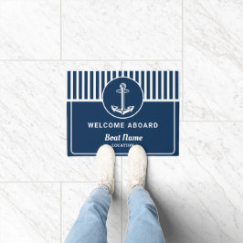 Felpudo Bienvenida azul de la Marina Náutica personalizada