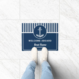 Felpudo Bienvenida azul de la Marina Náutica personalizada