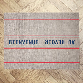 Felpudo Bienvenida Azul Francés Au Revoir & Red Strike