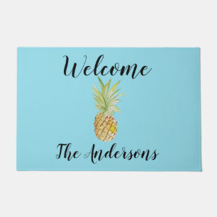 Felpudo Bienvenida Azul Pineapple personalizada