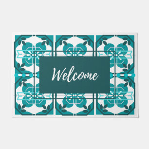 Felpudo Bienvenida Azulejos Turquesa Tile