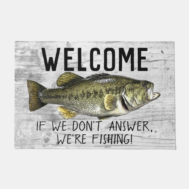 Felpudo Bienvenida Bass Fishing Funny Cottage Family (Anverso)
