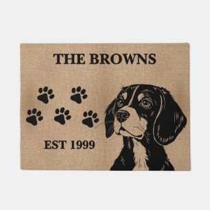 Felpudo Bienvenida Beagle Dog & Personalizado Family Name