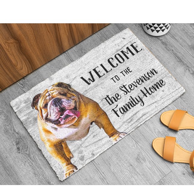 Felpudo Bienvenida Bulldog Mascota Perro Nombre de familia (Subido por el creador)