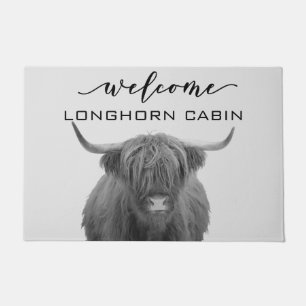 Felpudo Bienvenida Cabina Lodge Highland Cow Farmhouse