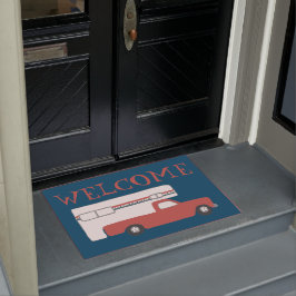 Felpudo BIENVENIDA Camión Camper Vintage Motorhome Rojo Az
