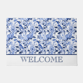 Felpudo Bienvenida Chinoiserie Pájaro Azul