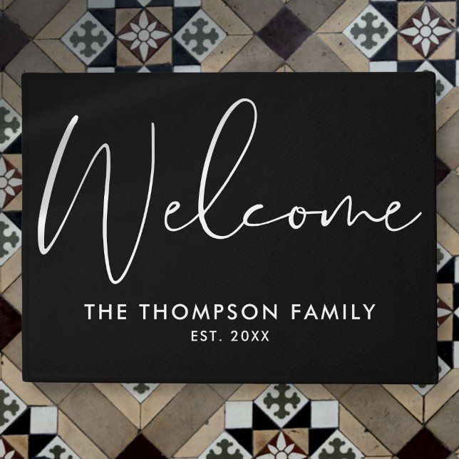 Felpudo Bienvenida con apellido de familia personalizado (Custom Family Name Welcome Doormat)