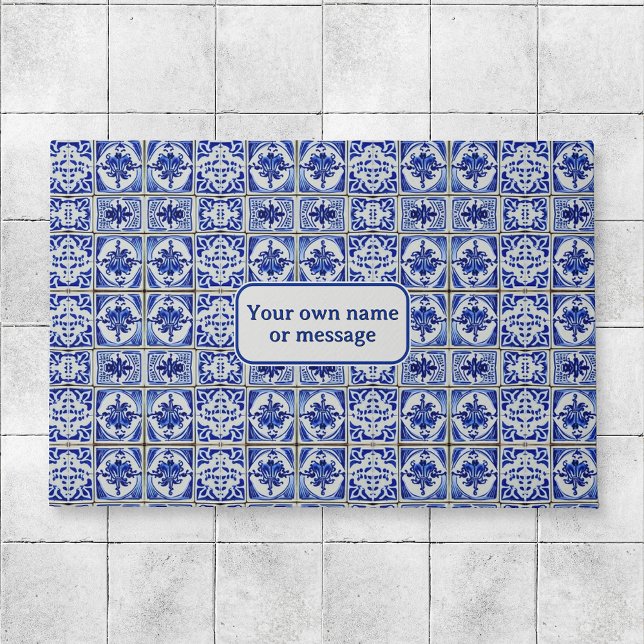 Felpudo Bienvenida con baldosas azules y blancas de los Pa (Subido por el creador)