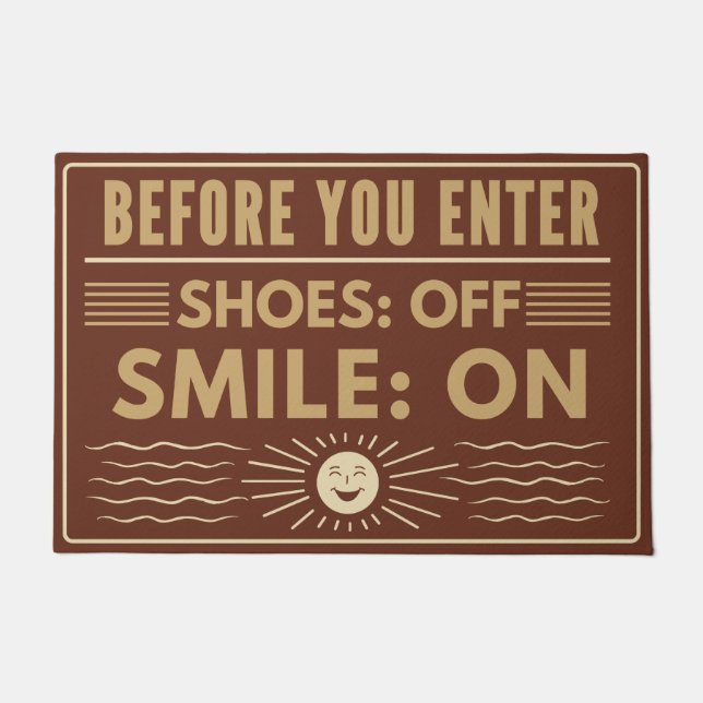 Felpudo Bienvenida con estilo - zapatos bajos, sonríe para (Anverso)