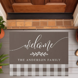 Felpudo Bienvenida Cuadro Búfalo Marrón Y Blanco Personali