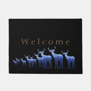 Felpudo Bienvenida de ciervos/avestruces Doormat-Blue