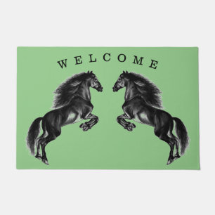 Felpudo Bienvenida de Doormat de caballos erguidos - Elegi
