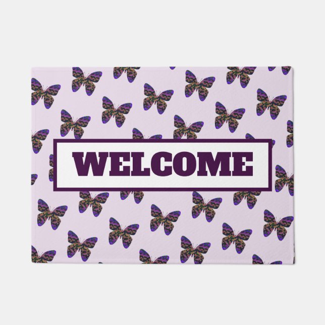 Felpudo Bienvenida de la puerta delantera del patrón de ma (Anverso)