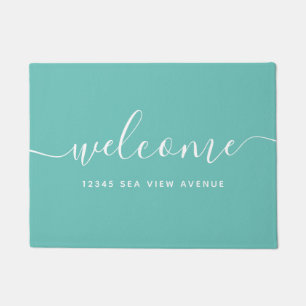 Felpudo Bienvenida de propiedad de script de caligrafía de