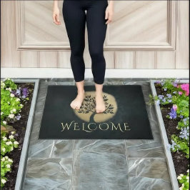 Felpudo Bienvenida del árbol de oro negro del instructor d