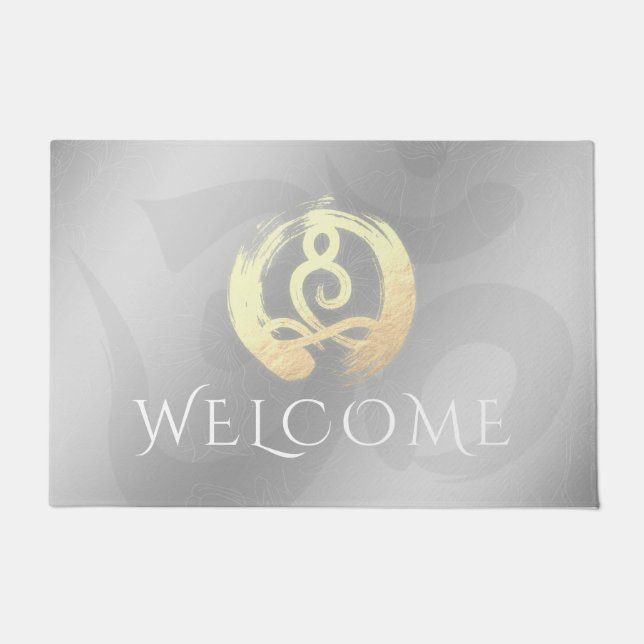 Felpudo Bienvenida del instructor de yoga Meditación Pose  (Anverso)