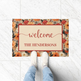 Felpudo Bienvenida del nombre de familia de las flores de 