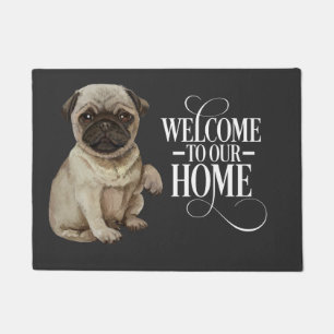 Felpudo Bienvenida del perro de pug