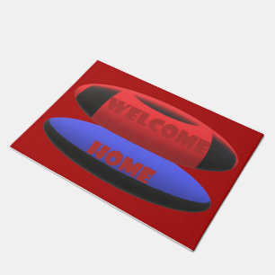 Felpudo bienvenida diseño de casa azul marino rojo con pal