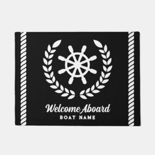Felpudo Bienvenida el nombre del barco del Personalizado b