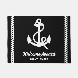 Felpudo Bienvenida el nombre del barco del Personalizado b