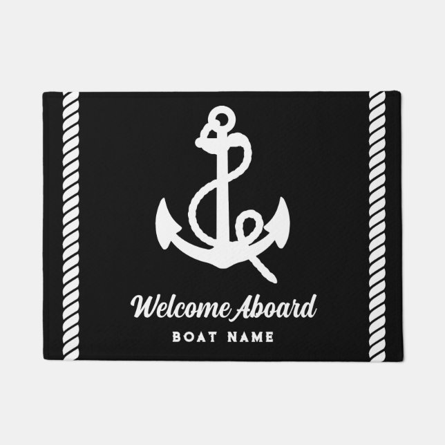 Felpudo Bienvenida el nombre del barco del Personalizado b (Anverso)