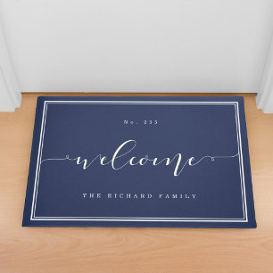 Felpudo Bienvenida   Elegante Casa de caligrafía y nombre 