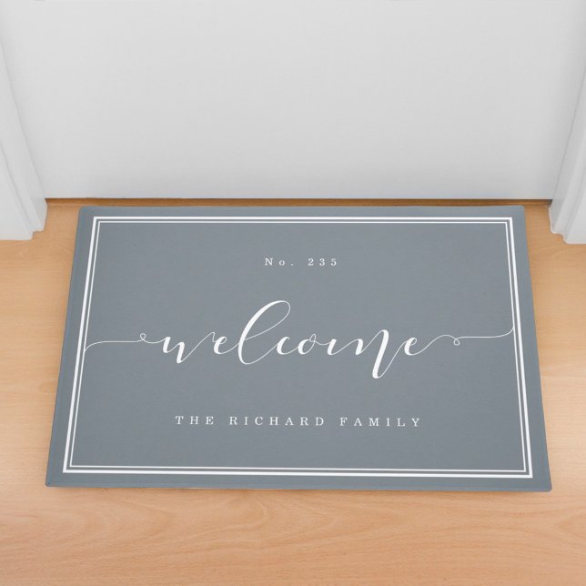Felpudo Bienvenida | Elegante Casa de caligrafía y nombre  (Subido por el creador)