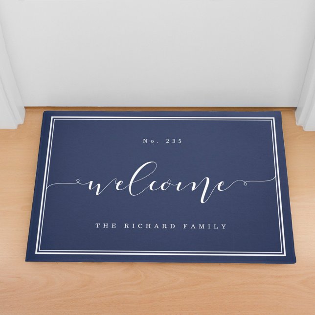 Felpudo Bienvenida | Elegante Casa de caligrafía y nombre  (Subido por el creador)