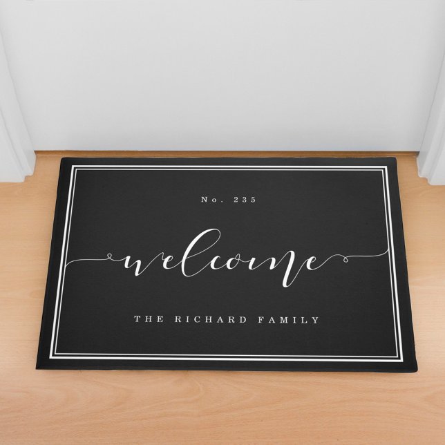 Felpudo Bienvenida | Elegante Casa de caligrafía y nombre  (Subido por el creador)