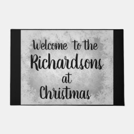 Felpudo Bienvenida familiar personalizada con helado gris 