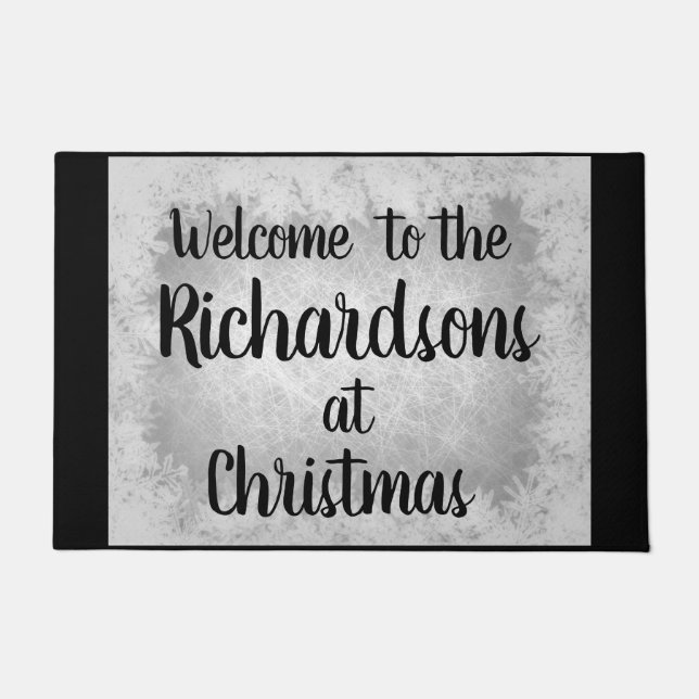 Felpudo Bienvenida familiar personalizada con helado gris  (Anverso)