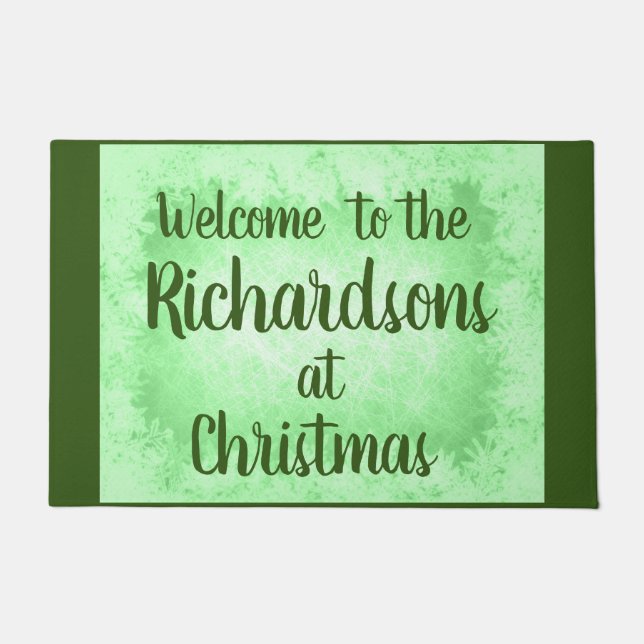 Felpudo Bienvenida familiar personalizada con helado verde (Anverso)