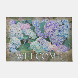 Felpudo Bienvenida Floral Blue Hydrangea 24" x 36"