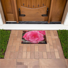 Felpudo Bienvenida floral de Begonia Tuberea Rosa