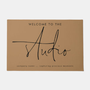 Felpudo Bienvenida Fotografía Studio Script Cita Marrón