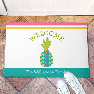 Felpudo Bienvenida Hospitalidad tropical Piña piña Turques
