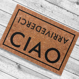 Felpudo Bienvenida italiana Rustic Coir Black Ciao Arrived