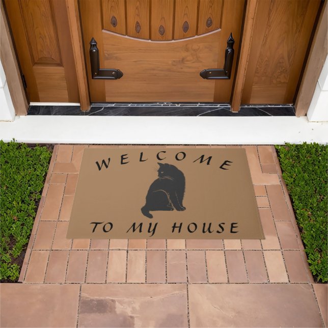 Felpudo Bienvenida Marrón A Mi Gato De Casa Doormat (Exterior)