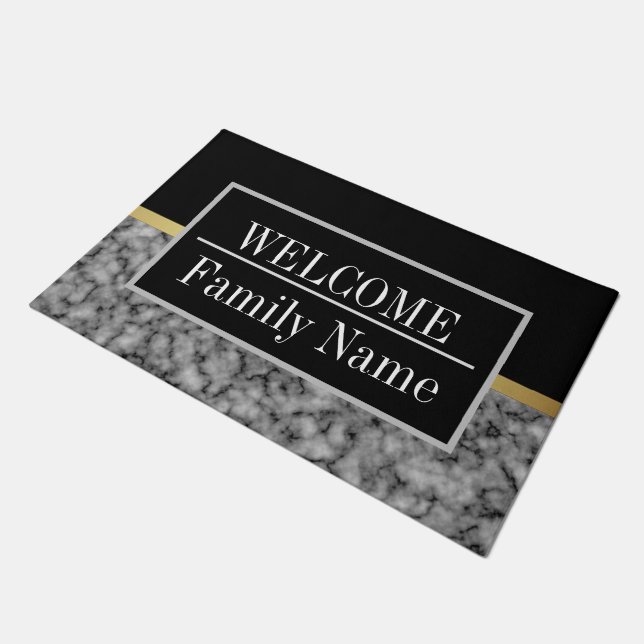 Felpudo Bienvenida moderna elegante en mármol (Angular)