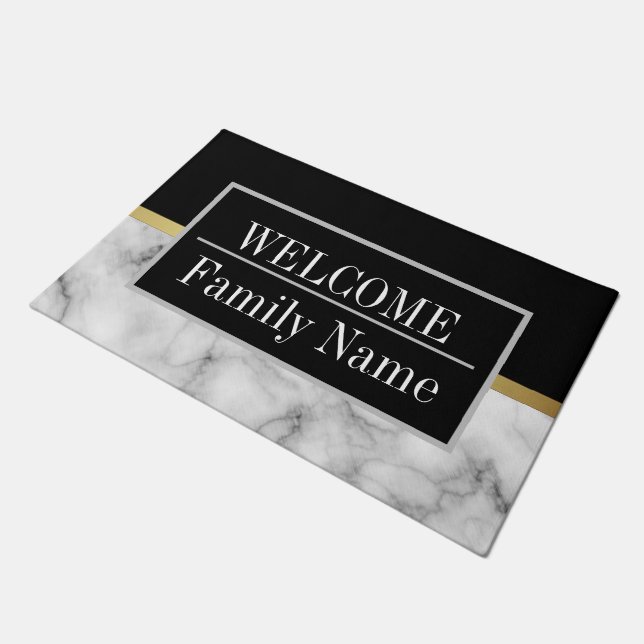 Felpudo Bienvenida moderna elegante en mármol (Angular)