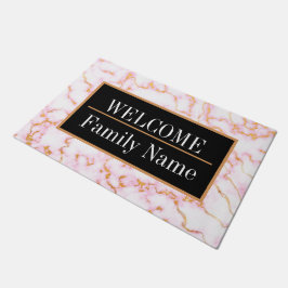Felpudo Bienvenida moderna elegante en mármol