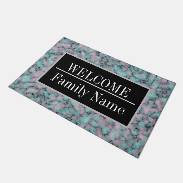Felpudo Bienvenida moderna elegante en mármol (Angular)