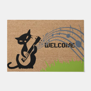 Felpudo Bienvenida Musismo Gato Negro Mat, Simple